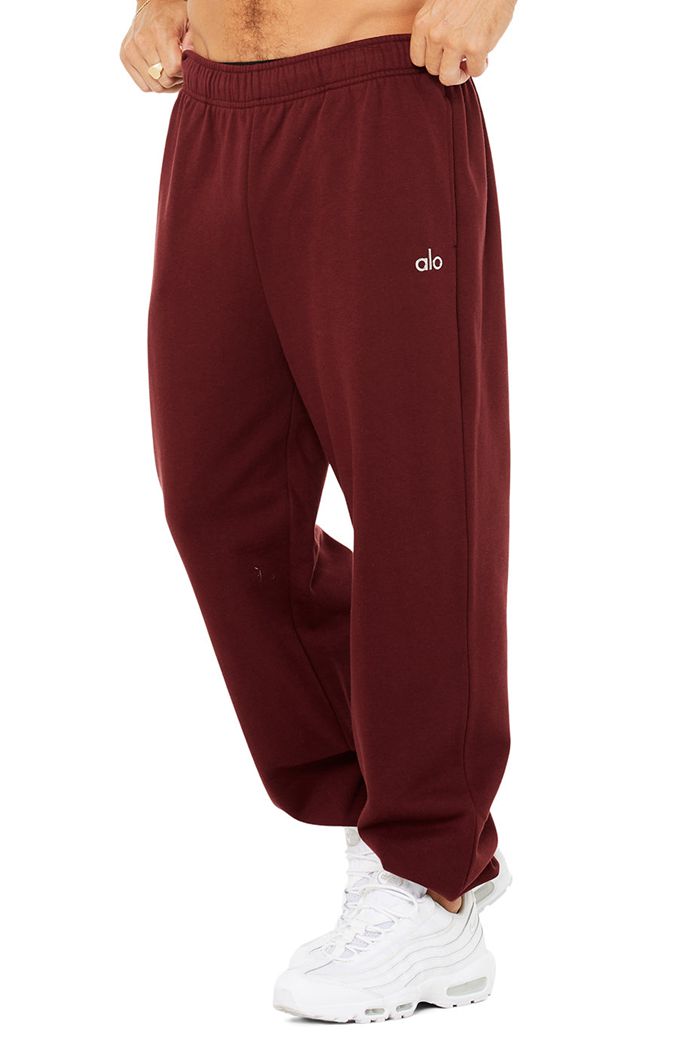 Alo Yoga Accolade Sweat Men\'s Pants Red | 01XHDIYMT