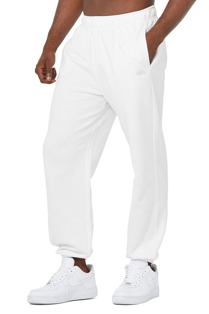 Alo Yoga Accolade Sweat Men's Pants White | 04KFGETUD