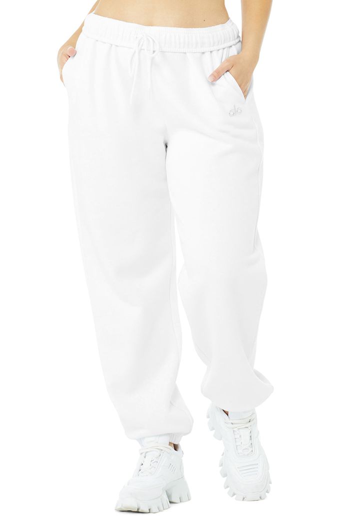 Alo Yoga Accolade Sweat Women's Pants White | 69ORJBFSN