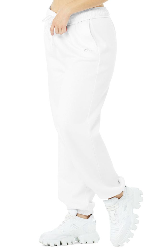 Alo Yoga Accolade Sweat Women's Pants White | 69ORJBFSN