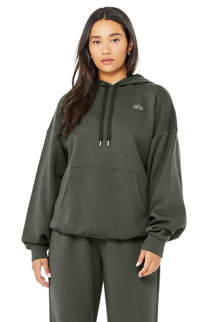 Alo Yoga Accolade Women's Hoodie Dark Green | 59DYCHZNG