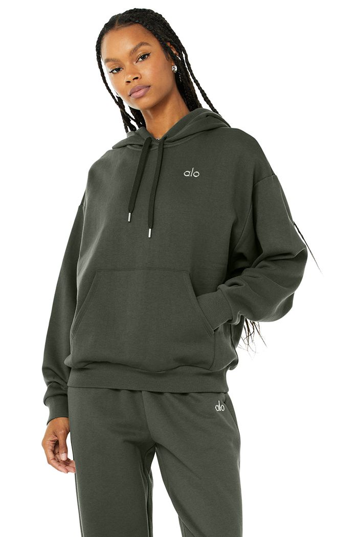 Alo Yoga Accolade Women\'s Hoodie Dark Green | 59DYCHZNG