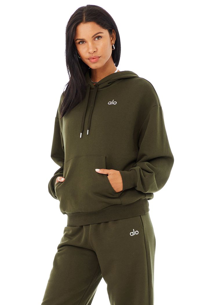 Alo Yoga Accolade Women's Hoodie Dark Olive | 03AJYHFEP