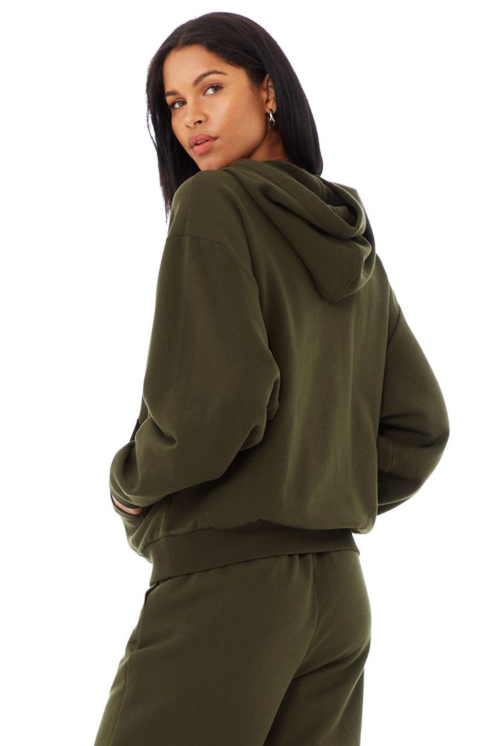 Alo Yoga Accolade Women's Hoodie Dark Olive | 03AJYHFEP