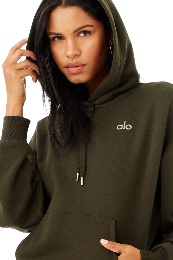 Alo Yoga Accolade Women's Hoodie Dark Olive | 03AJYHFEP