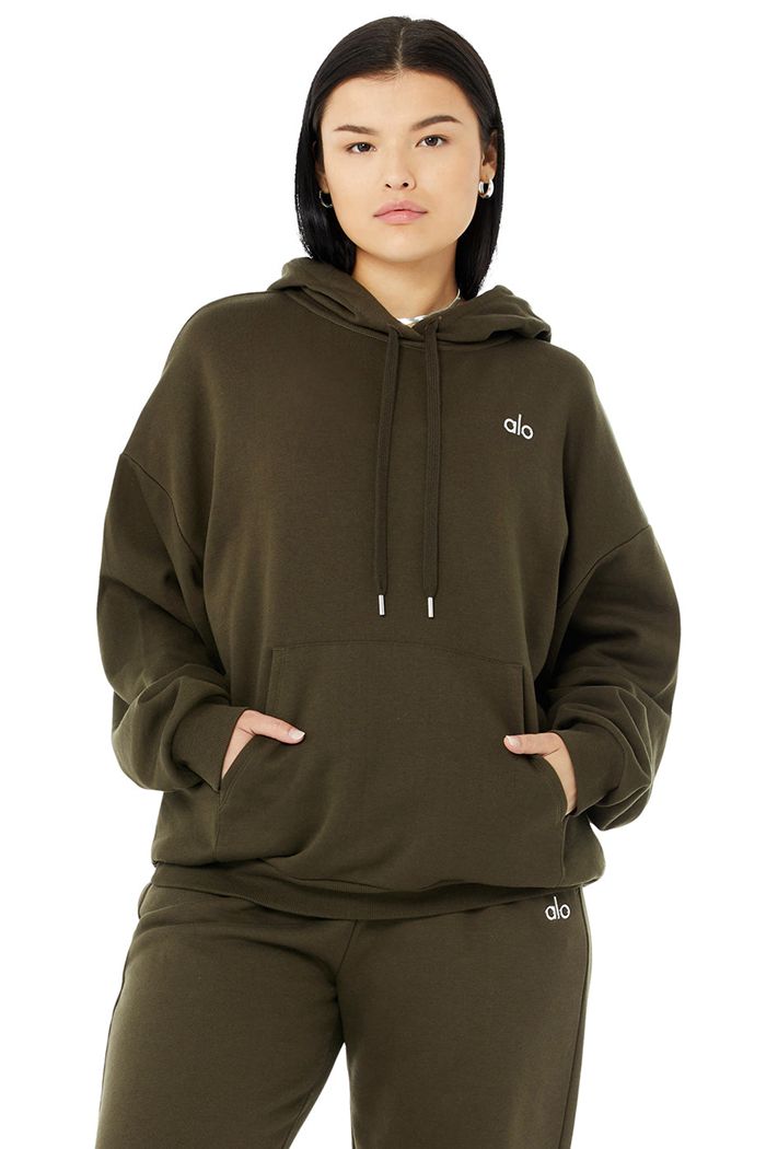 Alo Yoga Accolade Women's Hoodie Dark Olive | 03AJYHFEP