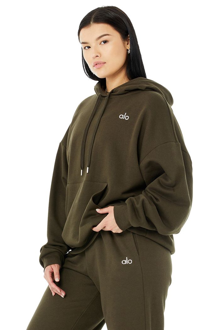 Alo Yoga Accolade Women's Hoodie Dark Olive | 03AJYHFEP