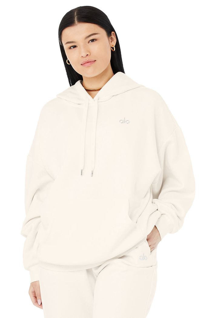 Alo Yoga Accolade Women's Hoodie White | 07UEJPTIY