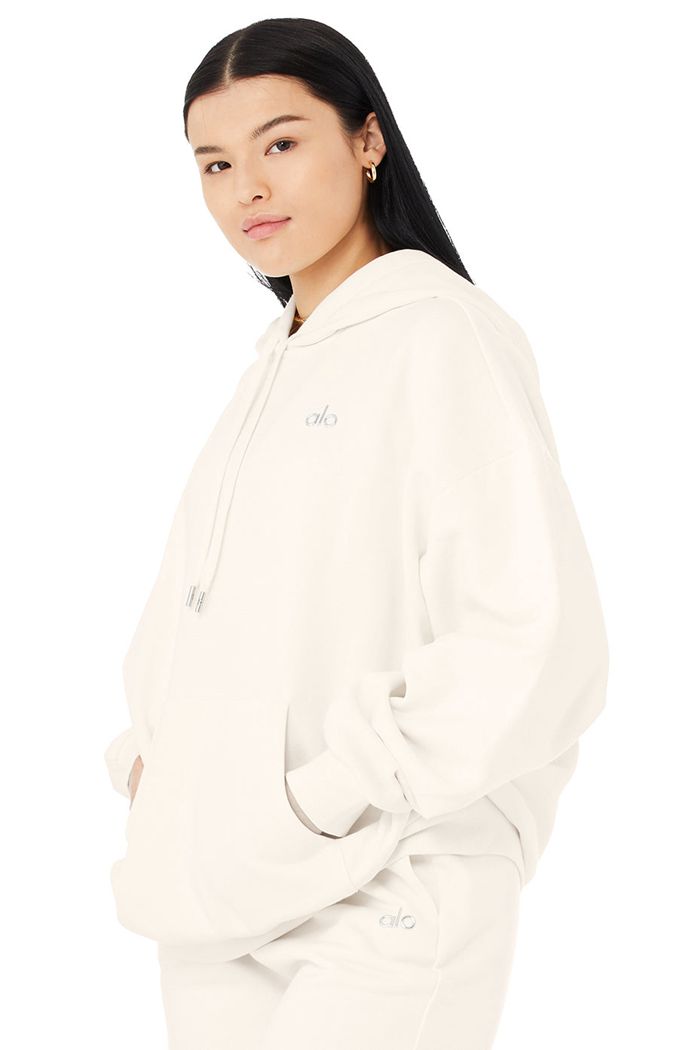 Alo Yoga Accolade Women's Hoodie White | 07UEJPTIY