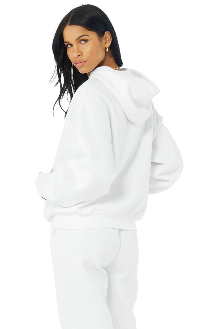 Alo Yoga Accolade Women's Hoodie White | 31ZVDXJTG