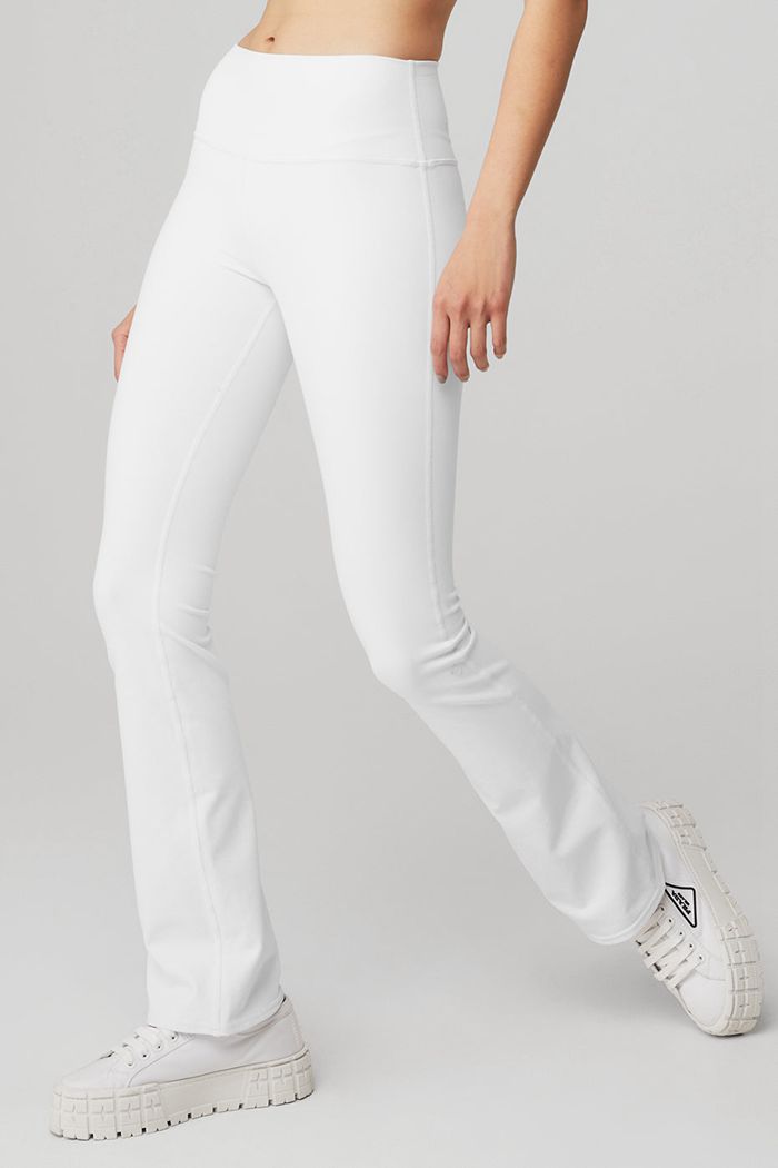 Alo Yoga Airbrush High-Waist 7/8 Bootcut Women's Leggings White | 95JFYUZAR