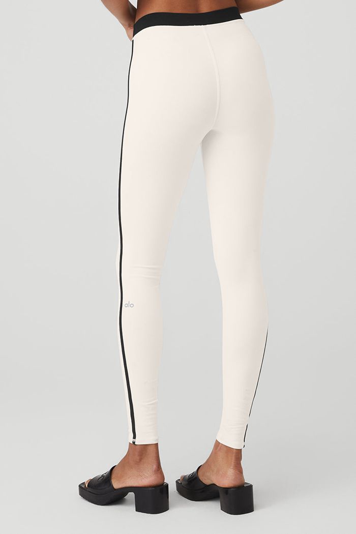 Alo Yoga Airbrush High-Waist Stream Lined Women's Leggings White Black | 41KYFECDX