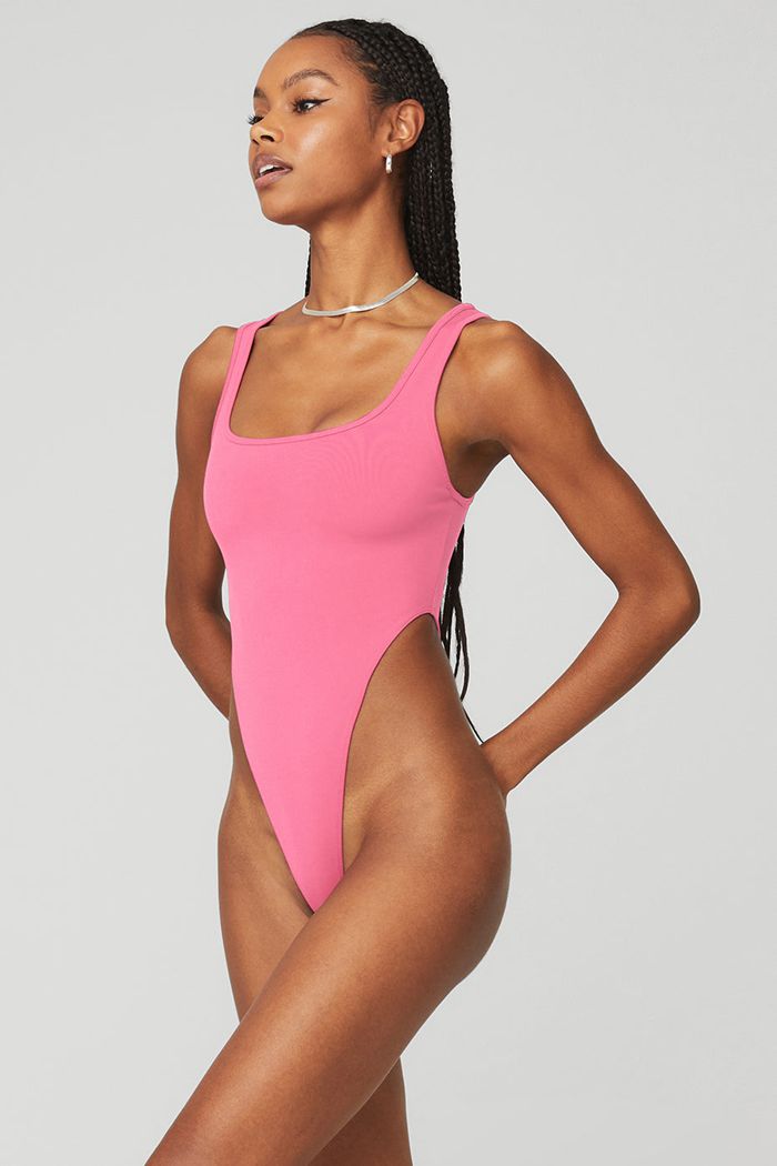 Alo Yoga Airbrush Hot Shot Women's Bodysuit Pink Fuchsia | 34TCZRYAH