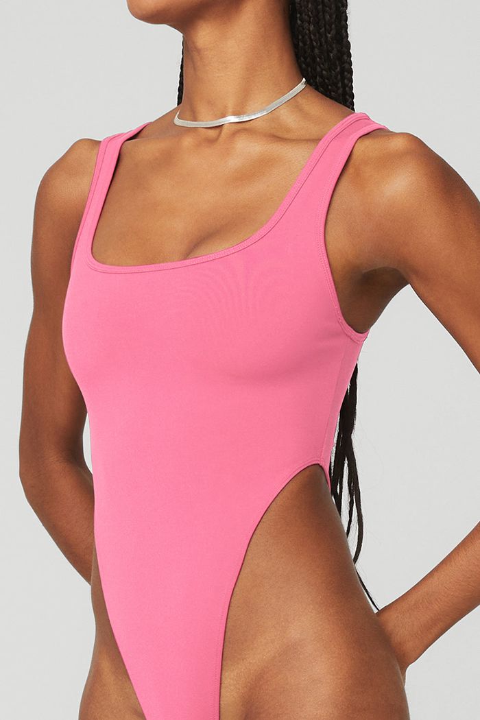 Alo Yoga Airbrush Hot Shot Women's Bodysuit Pink Fuchsia | 34TCZRYAH