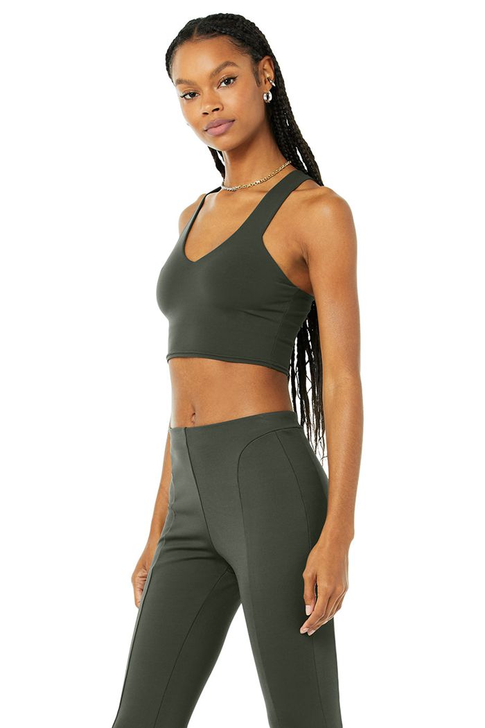 Alo Yoga Airbrush Real Women's Tank Tops Dark Green | 95GOQPKCI