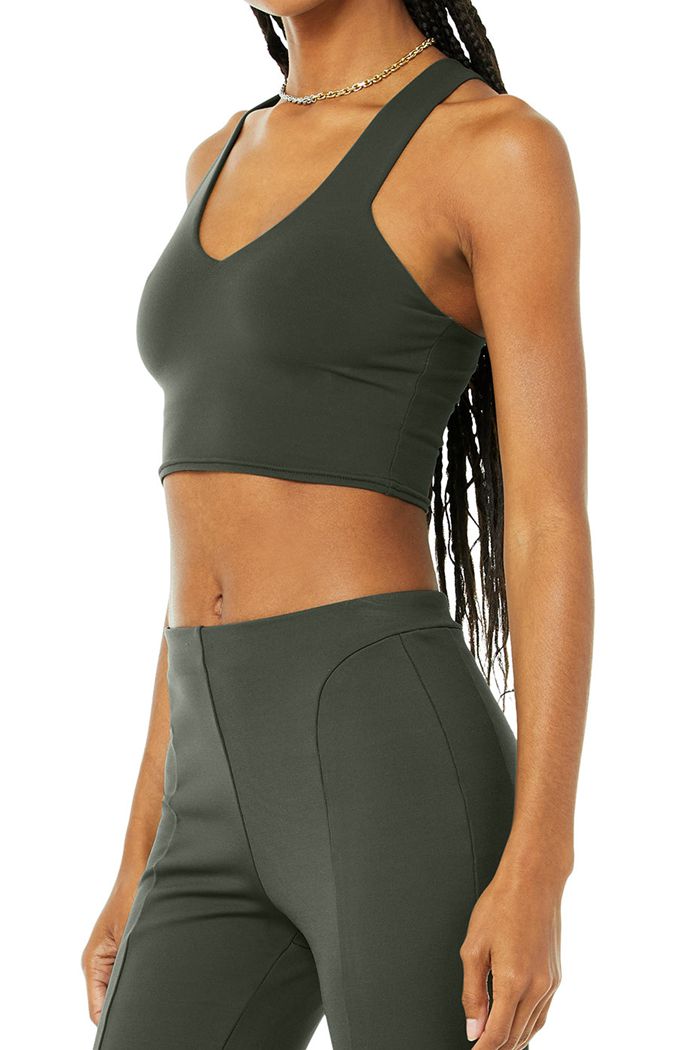 Alo Yoga Airbrush Real Women's Tank Tops Dark Green | 95GOQPKCI