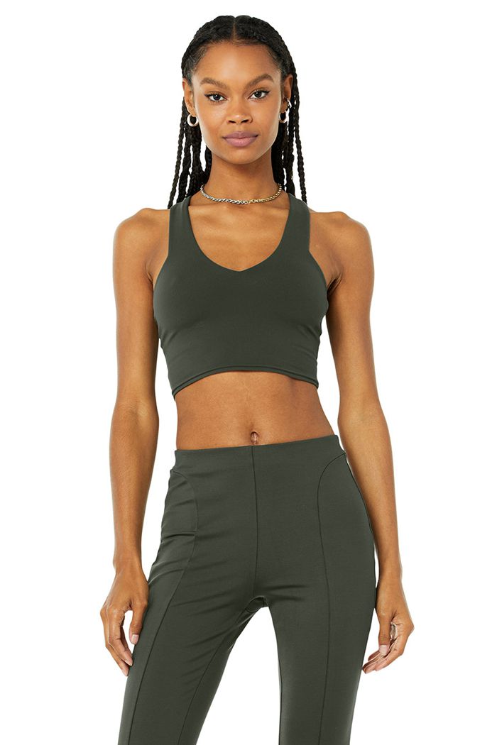 Alo Yoga Airbrush Real Women\'s Tank Tops Dark Green | 95GOQPKCI