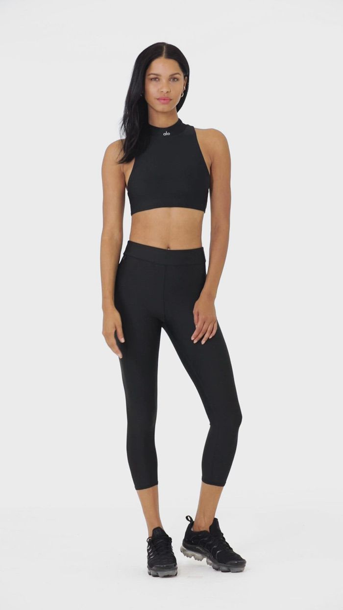 Alo Yoga Airlift High-Waist Conceal-Zip Capri Women's Pants Black | 83LUPDXRT