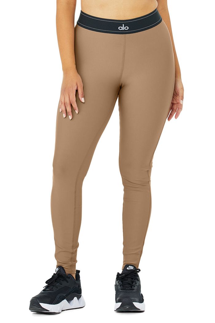 Alo Yoga Airlift High-Waist Suit Up Women's Leggings Brown | 45GEATBYS