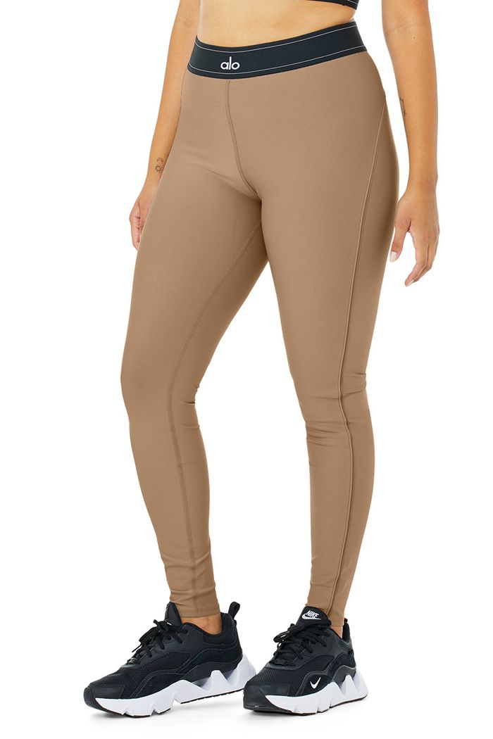 Alo Yoga Airlift High-Waist Suit Up Women's Leggings Brown | 45GEATBYS