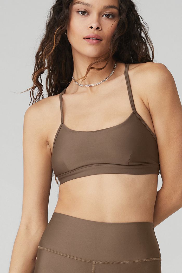 Alo Yoga Airlift Intrigue Women's Bras Brown | 43PVUJEAT