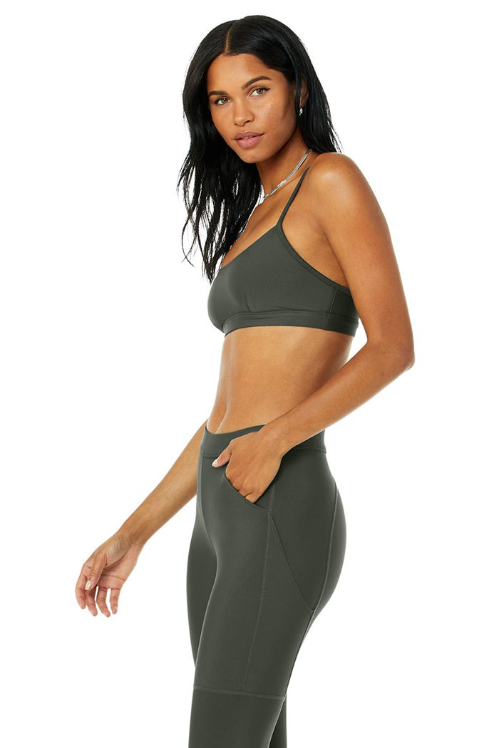 Alo Yoga Airlift Intrigue Women's Bras Dark Green | 68LBYFRTQ