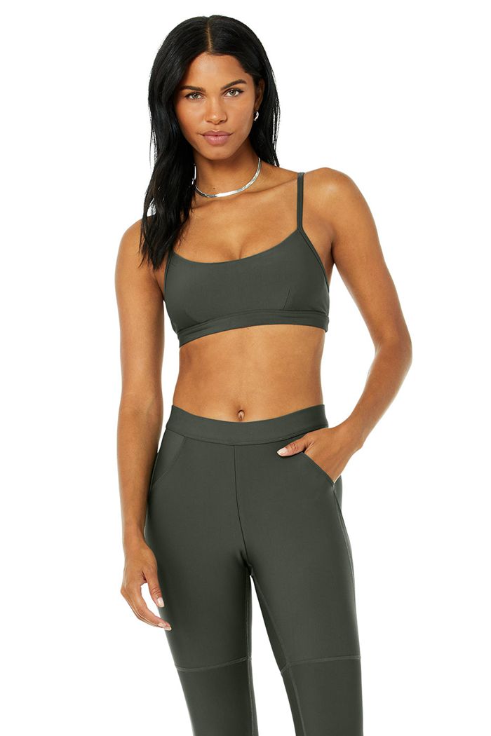 Alo Yoga Airlift Intrigue Women\'s Bras Dark Green | 68LBYFRTQ