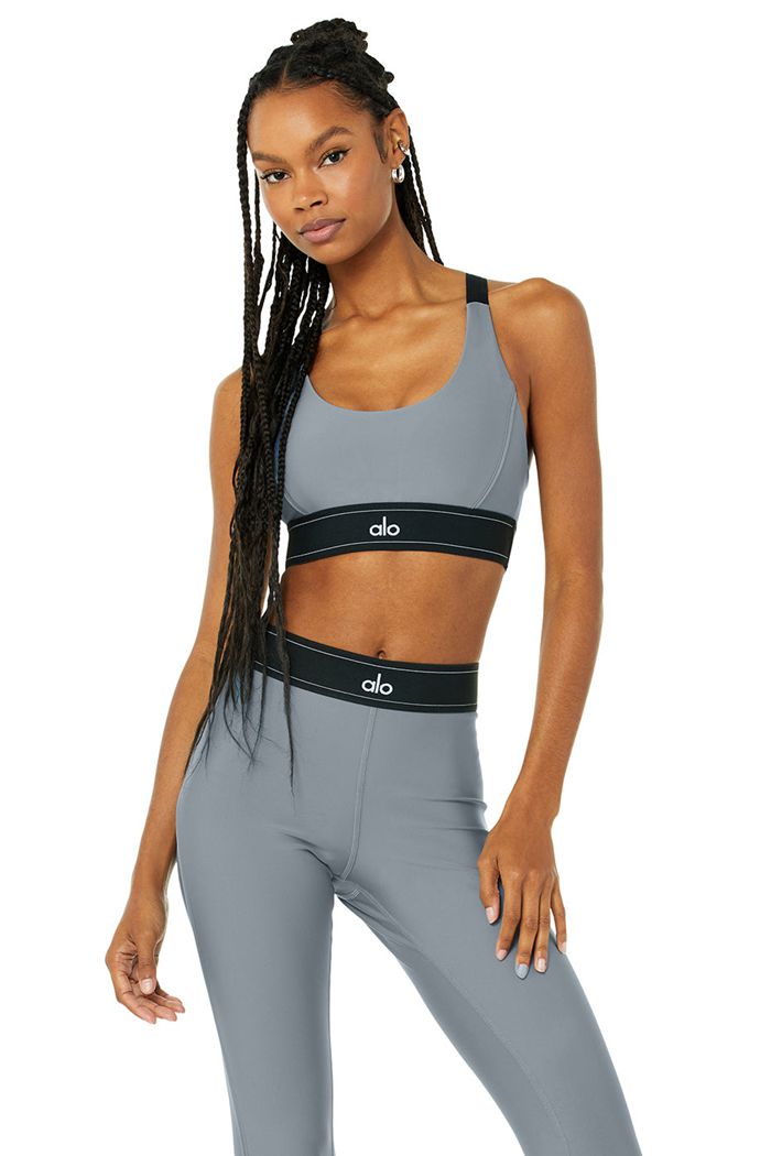 Alo Yoga Airlift Suit Up Women\'s Bras Grey | 19NTIUPMO