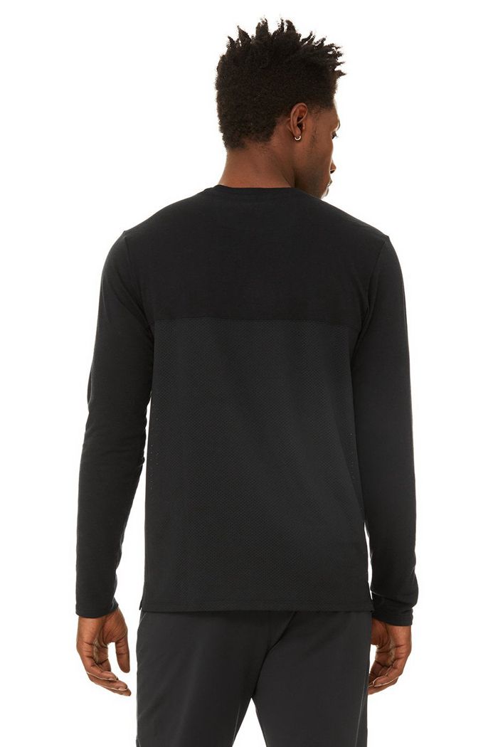 Alo Yoga Airwave Men's Long Sleeve Black | 29KDWJEOM