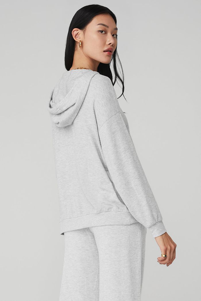 Alo Yoga Alolux Cozy Women's Hoodie Grey | 19PNYULOW