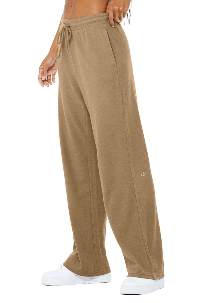 Alo Yoga Alolux High-Waist Soho Wide Leg Women's Pants Brown | 32GTUBQJP