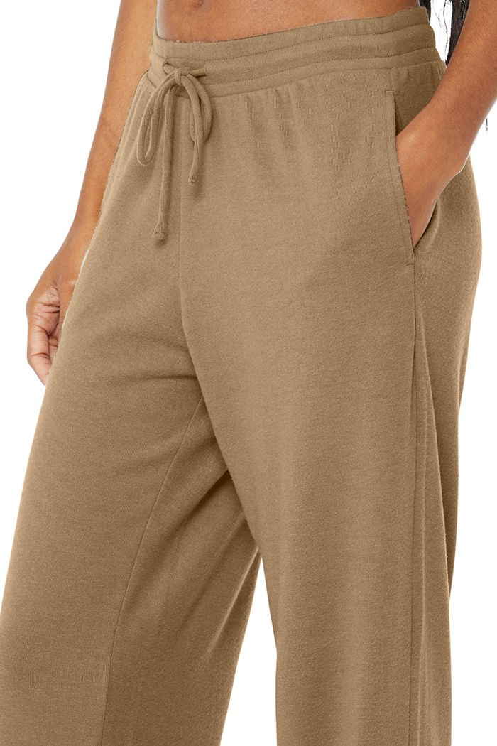 Alo Yoga Alolux High-Waist Soho Wide Leg Women's Pants Brown | 32GTUBQJP