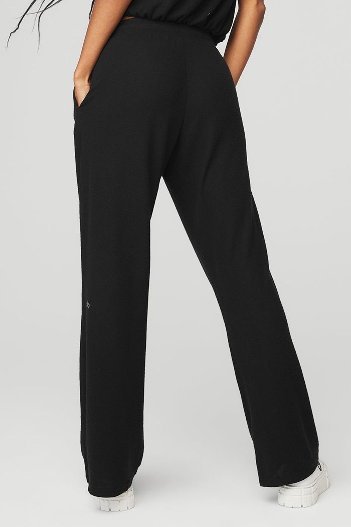 Alo Yoga Alolux High-Waist Soho Wide Leg Women's Pants Black | 84RLJZQNO