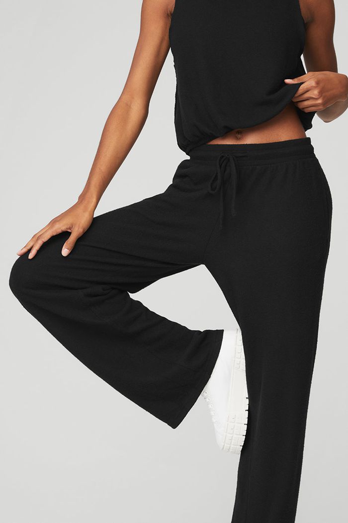 Alo Yoga Alolux High-Waist Soho Wide Leg Women's Pants Black | 84RLJZQNO