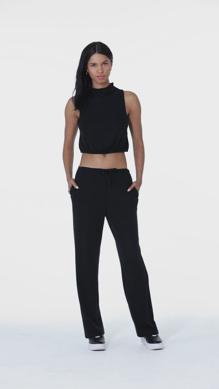 Alo Yoga Alolux High-Waist Soho Wide Leg Women's Pants Black | 84RLJZQNO