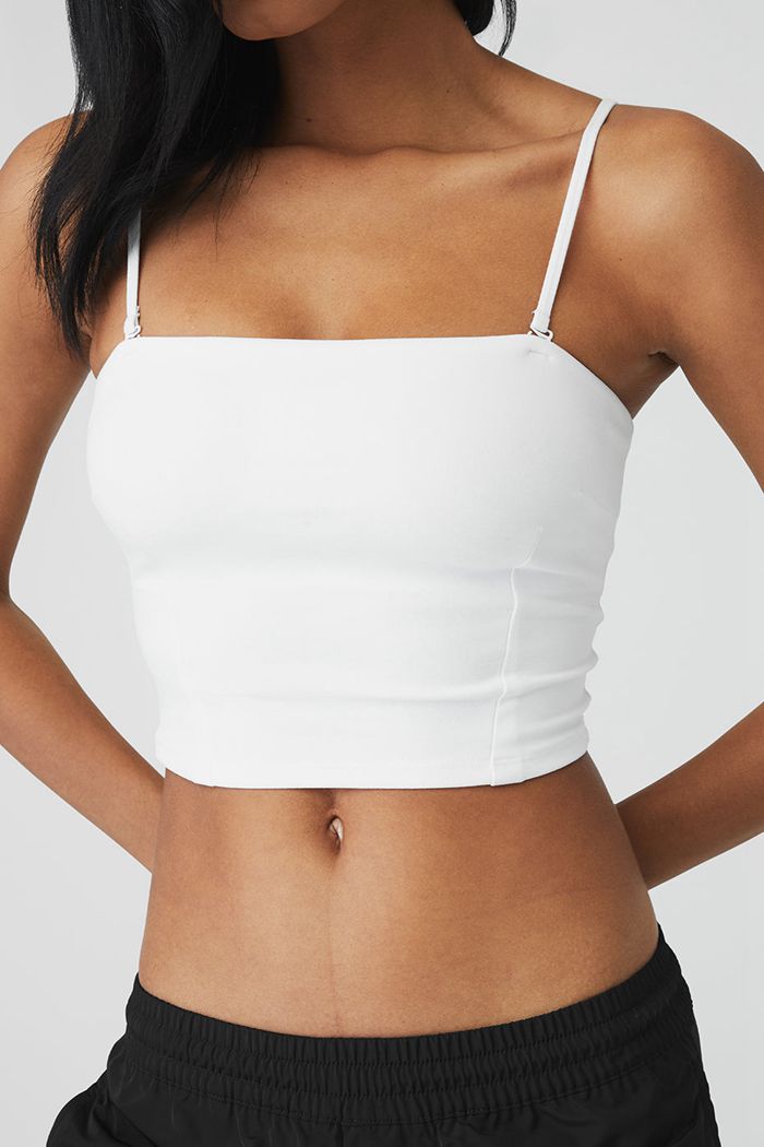 Alo Yoga Alosoft Convertible Sunkissed Bandeau Women's Tank Tops White | 45UIATQKC