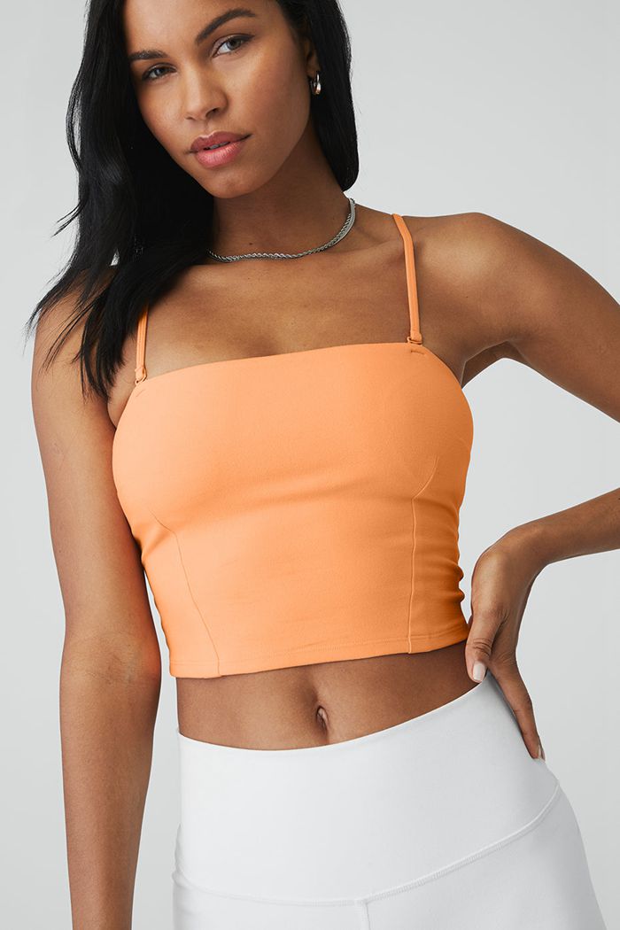 Alo Yoga Alosoft Convertible Sunkissed Bandeau Women's Tank Tops Orange | 72LRVSYHN