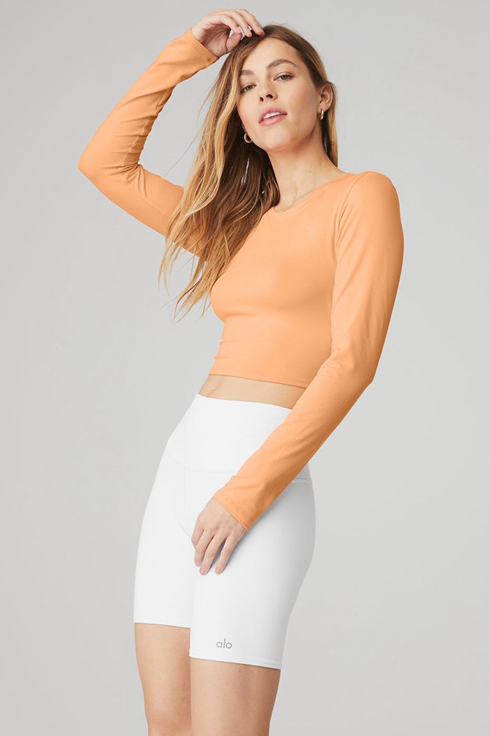 Alo Yoga Alosoft Crop Finesse Women's Long Sleeve Orange | 26YZJXPAD