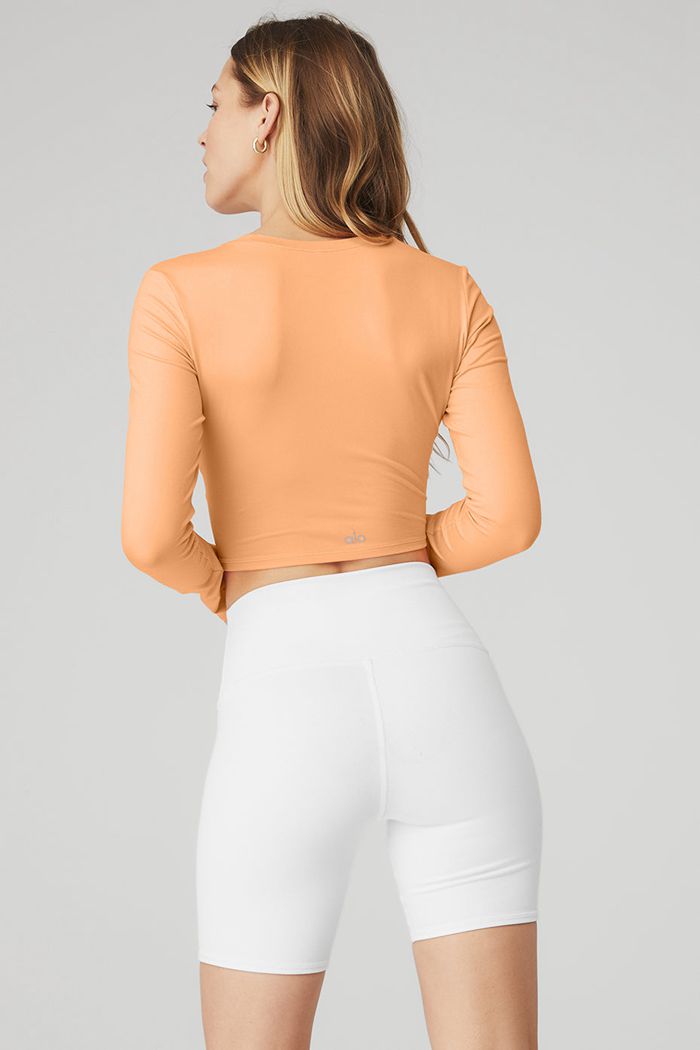 Alo Yoga Alosoft Crop Finesse Women's Long Sleeve Orange | 26YZJXPAD