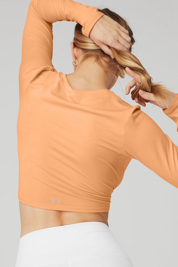 Alo Yoga Alosoft Crop Finesse Women's Long Sleeve Orange | 26YZJXPAD