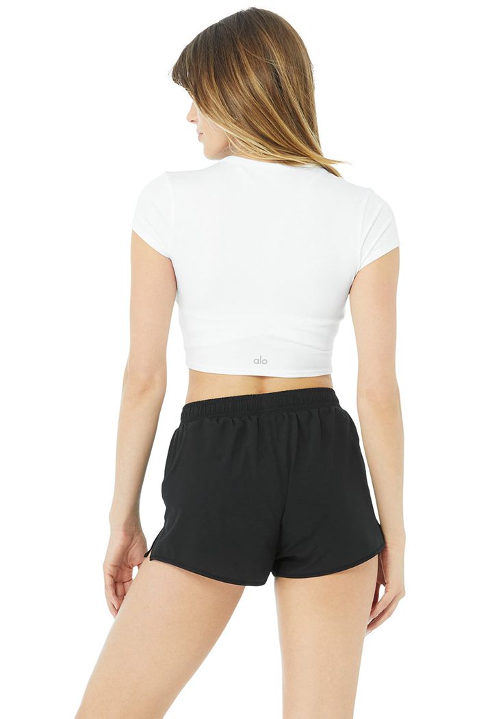 Alo Yoga Alosoft Crop Finesse Women's Short Sleeve White | 72WZCKNMF