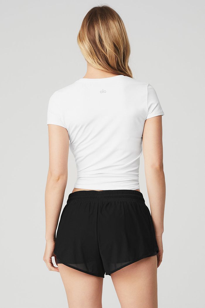 Alo Yoga Alosoft Finesse Tee Women's Short Sleeve White | 23KWCPDYB