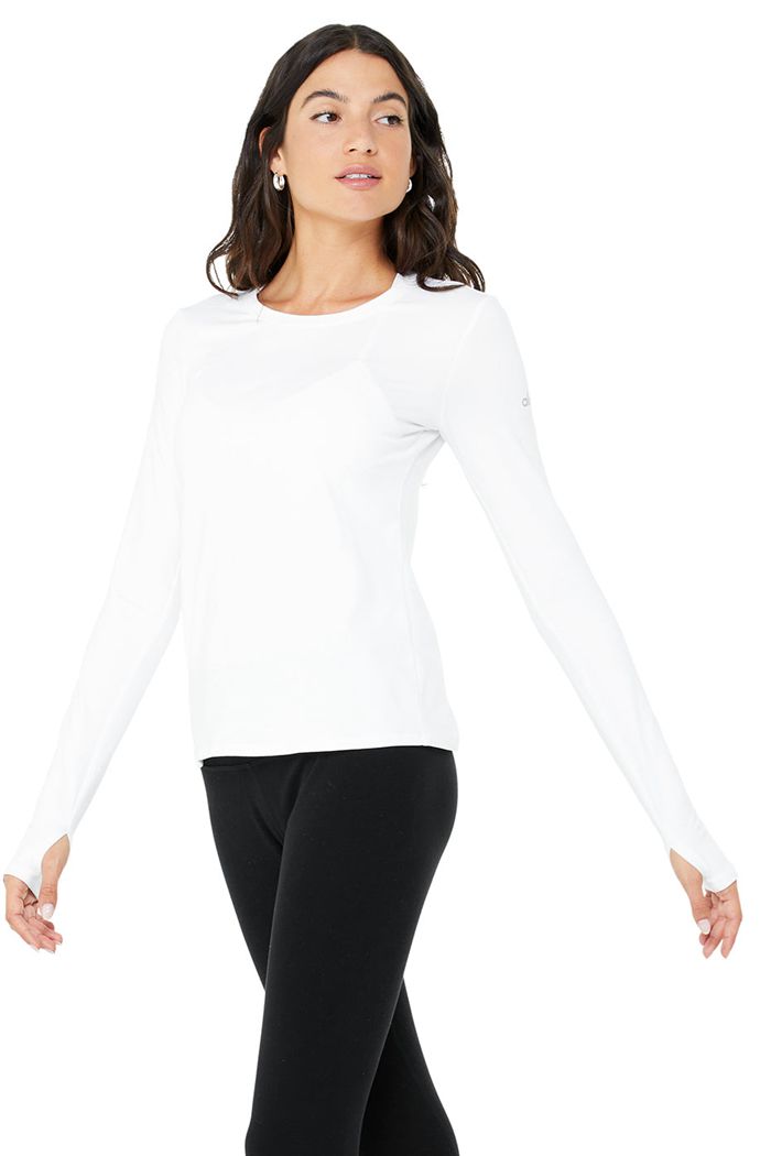 Alo Yoga Alosoft Finesse Women's Long Sleeve White | 01YKCMLRS