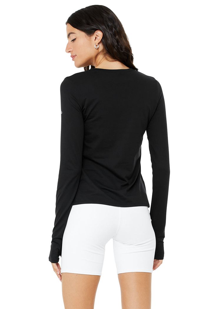 Alo Yoga Alosoft Finesse Women's Long Sleeve Black | 21KDYPUFG