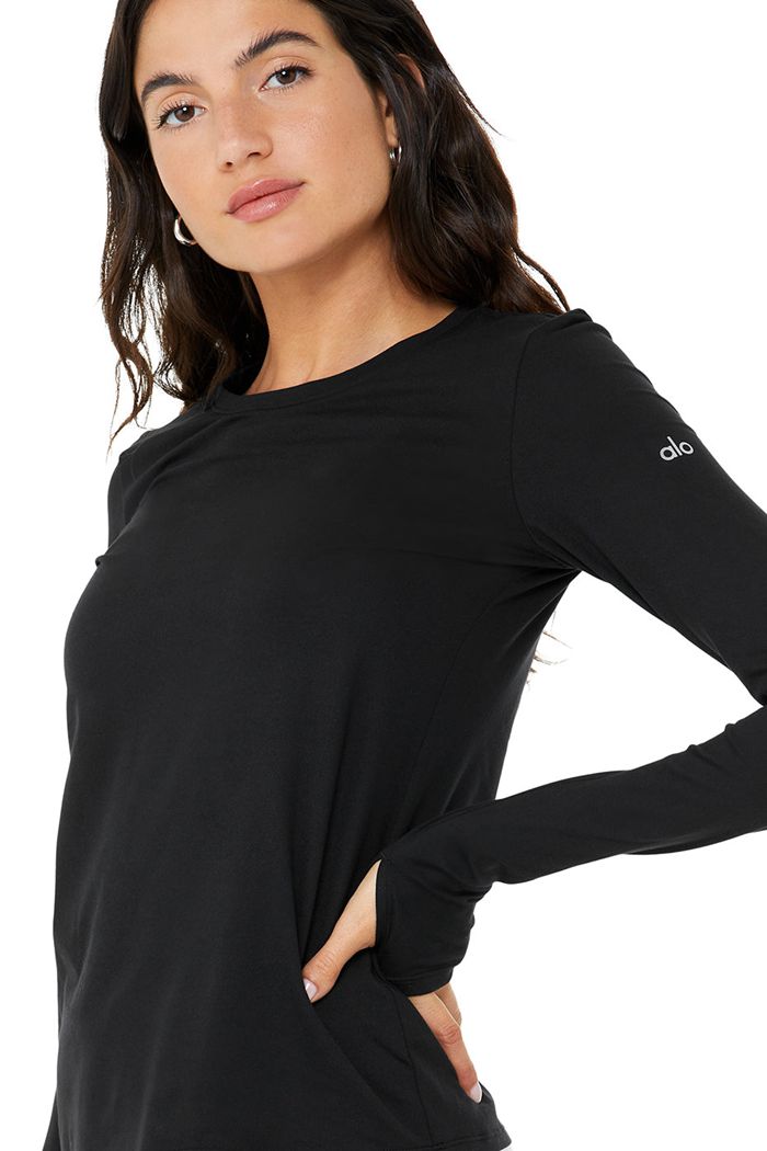 Alo Yoga Alosoft Finesse Women's Long Sleeve Black | 21KDYPUFG