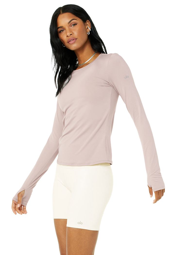 Alo Yoga Alosoft Finesse Women's Long Sleeve Pink | 27SZJUNME