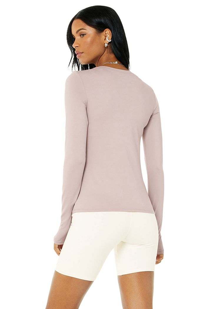 Alo Yoga Alosoft Finesse Women's Long Sleeve Pink | 27SZJUNME