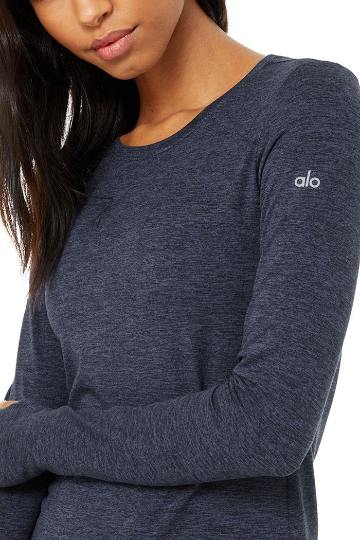 Alo Yoga Alosoft Finesse Women's Long Sleeve Navy | 35FUAZGXS