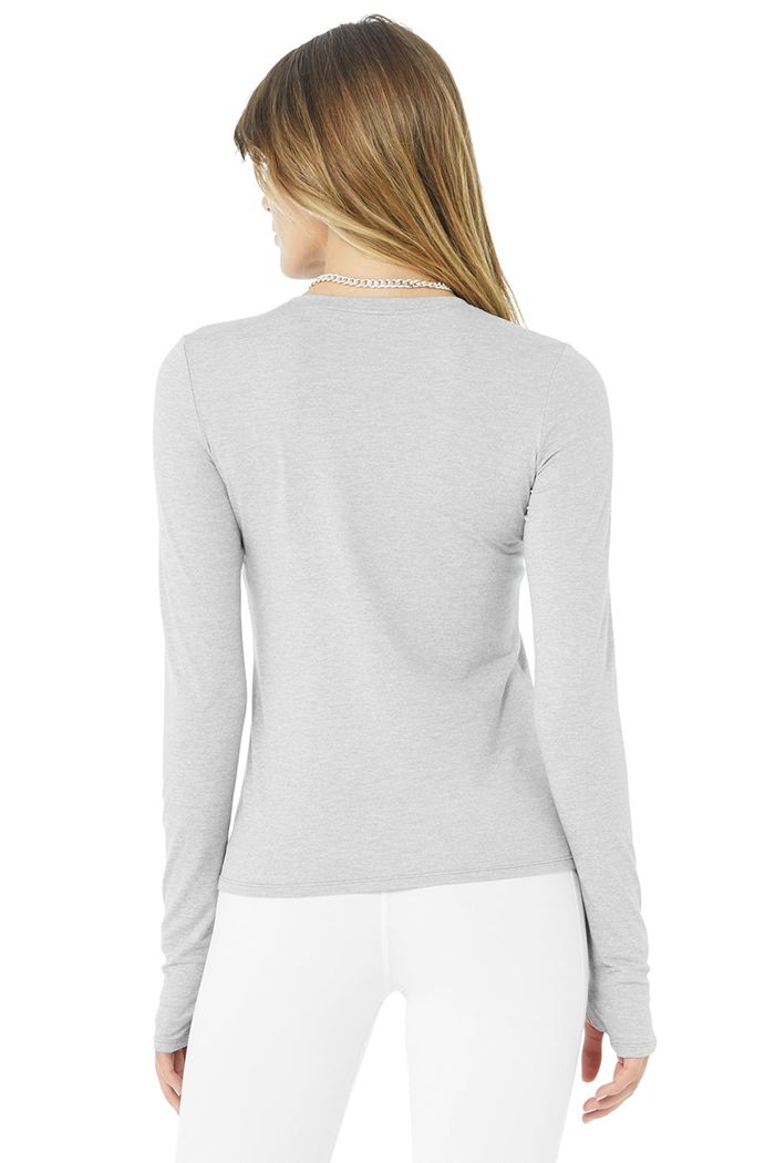 Alo Yoga Alosoft Finesse Women's Long Sleeve Grey | 67WGJQIAS