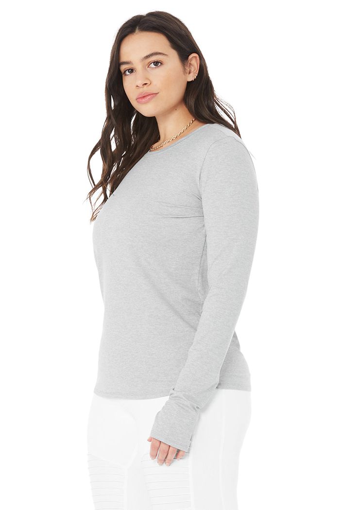 Alo Yoga Alosoft Finesse Women's Long Sleeve Grey | 67WGJQIAS